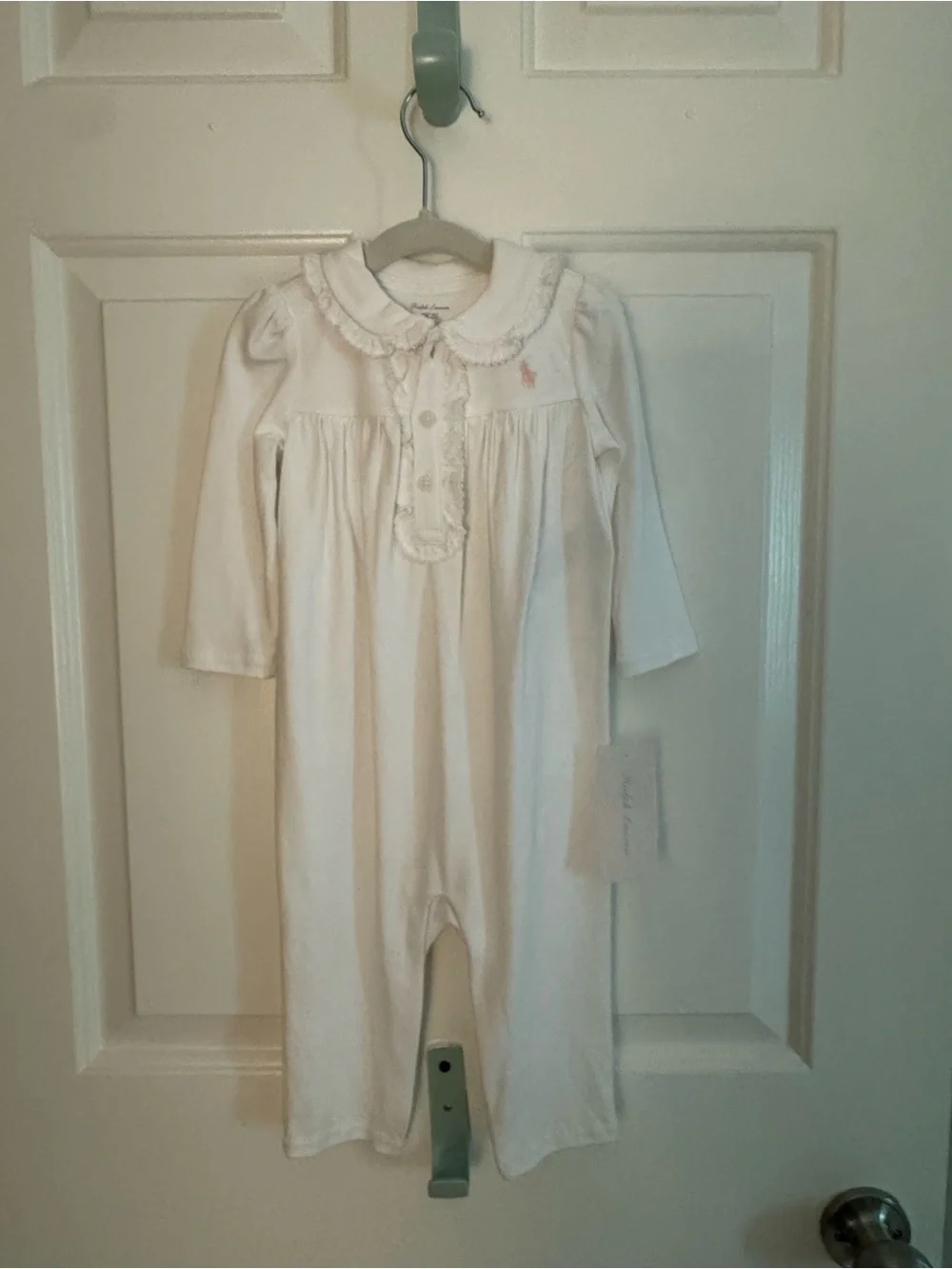 NWT Ralph Lauren White Baby One-Piece with Branded Neckprint
